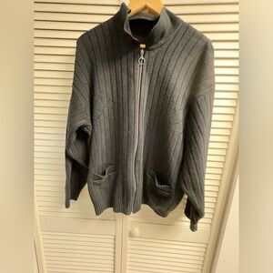 Mens Vintage Arnold Palmer Grandpa Black Zip Cardigan Size XL